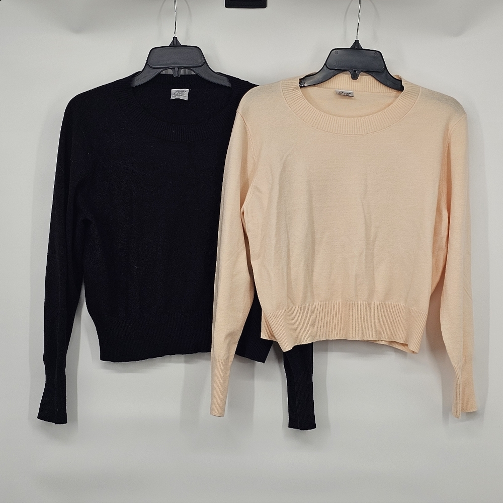 2 Crewneck Sweaters - Black & Cream - Cielo